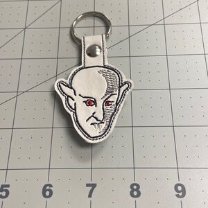 Handmade Embroidered Vinyl Nosferatu Key Fob